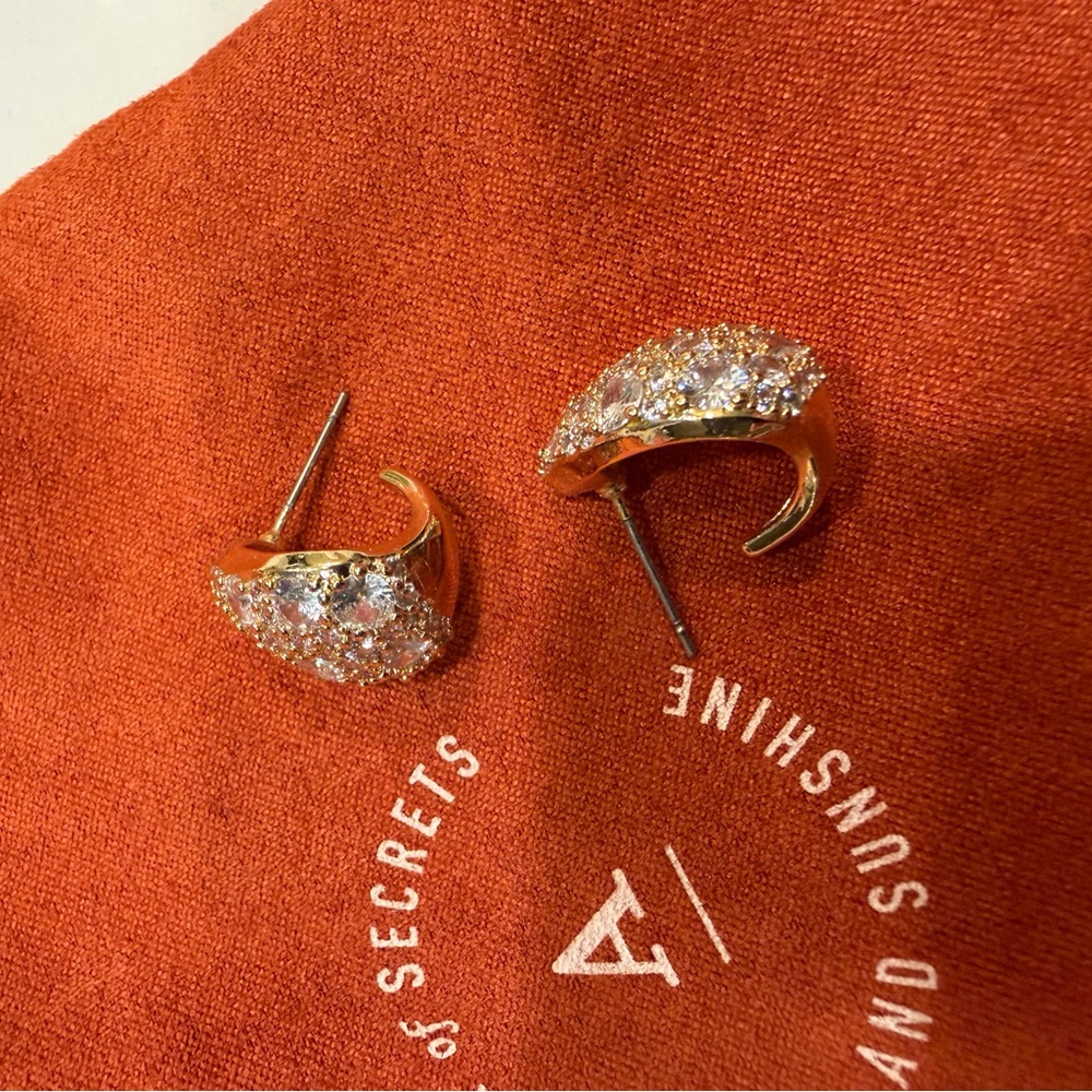 Anthropologie Pavé Triangular Huggie Earrings - Picture 6 of 11